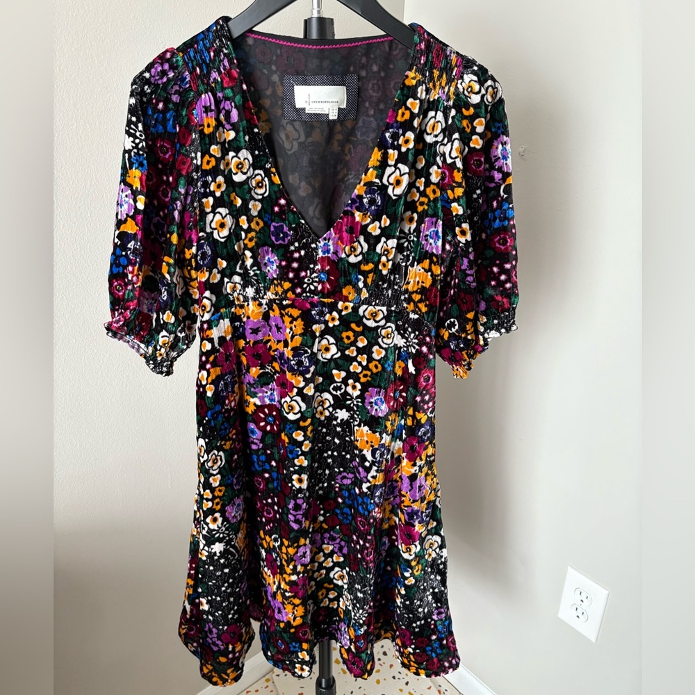 Anthropologie Multicolor Francie Floral Velvet Dress